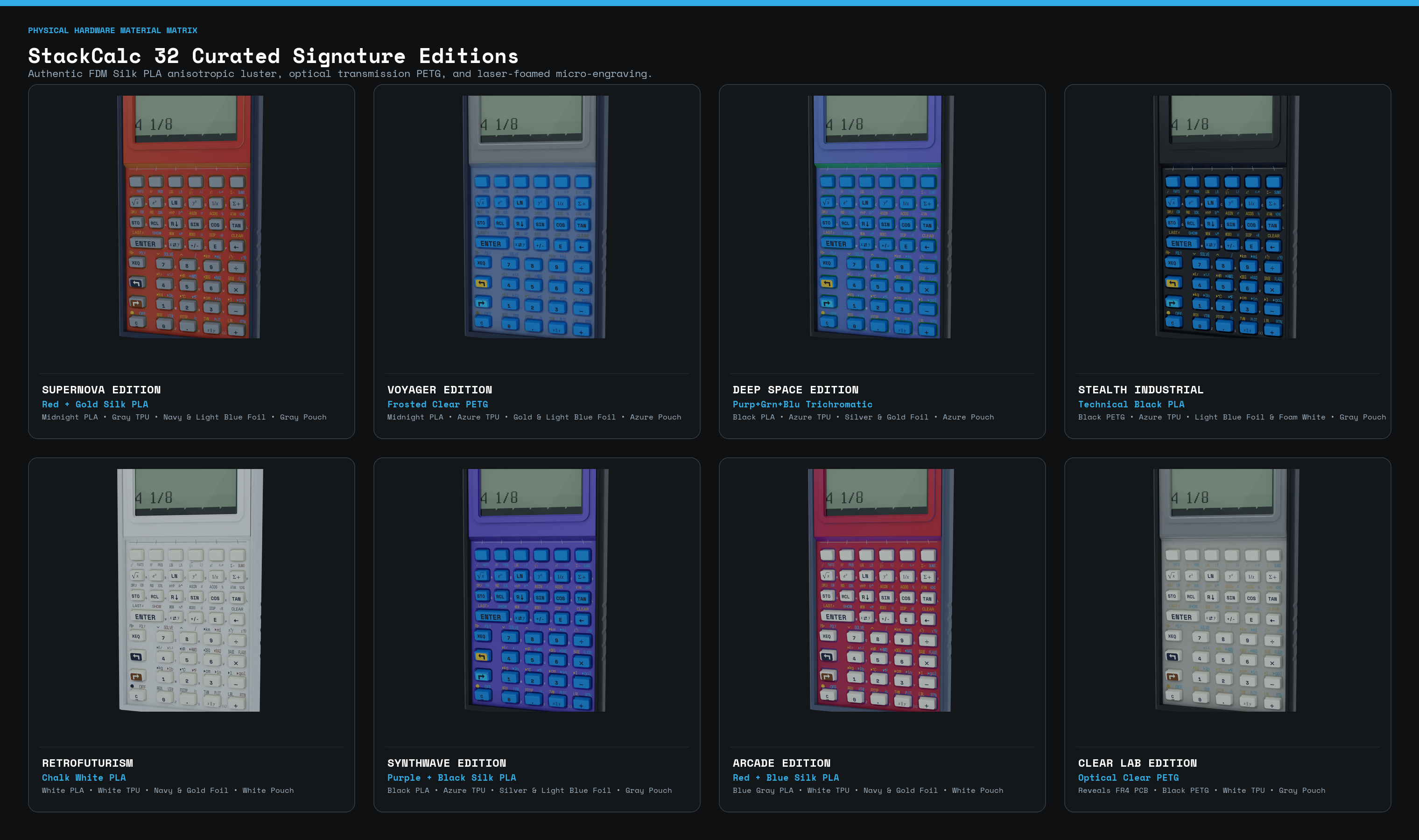 StackCalc Material Editions
