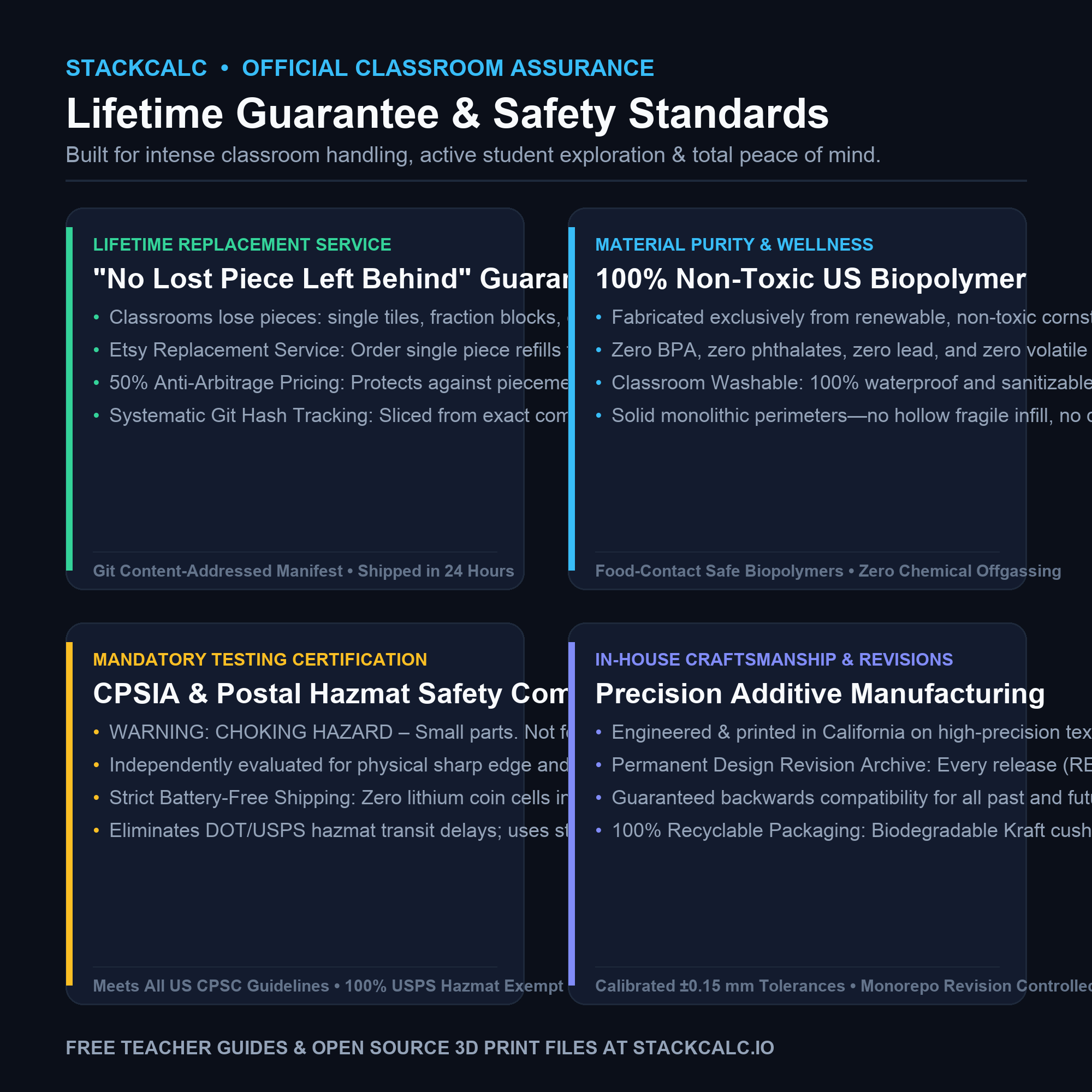 CPSIA Safety & Lifetime Replacement Guarantee